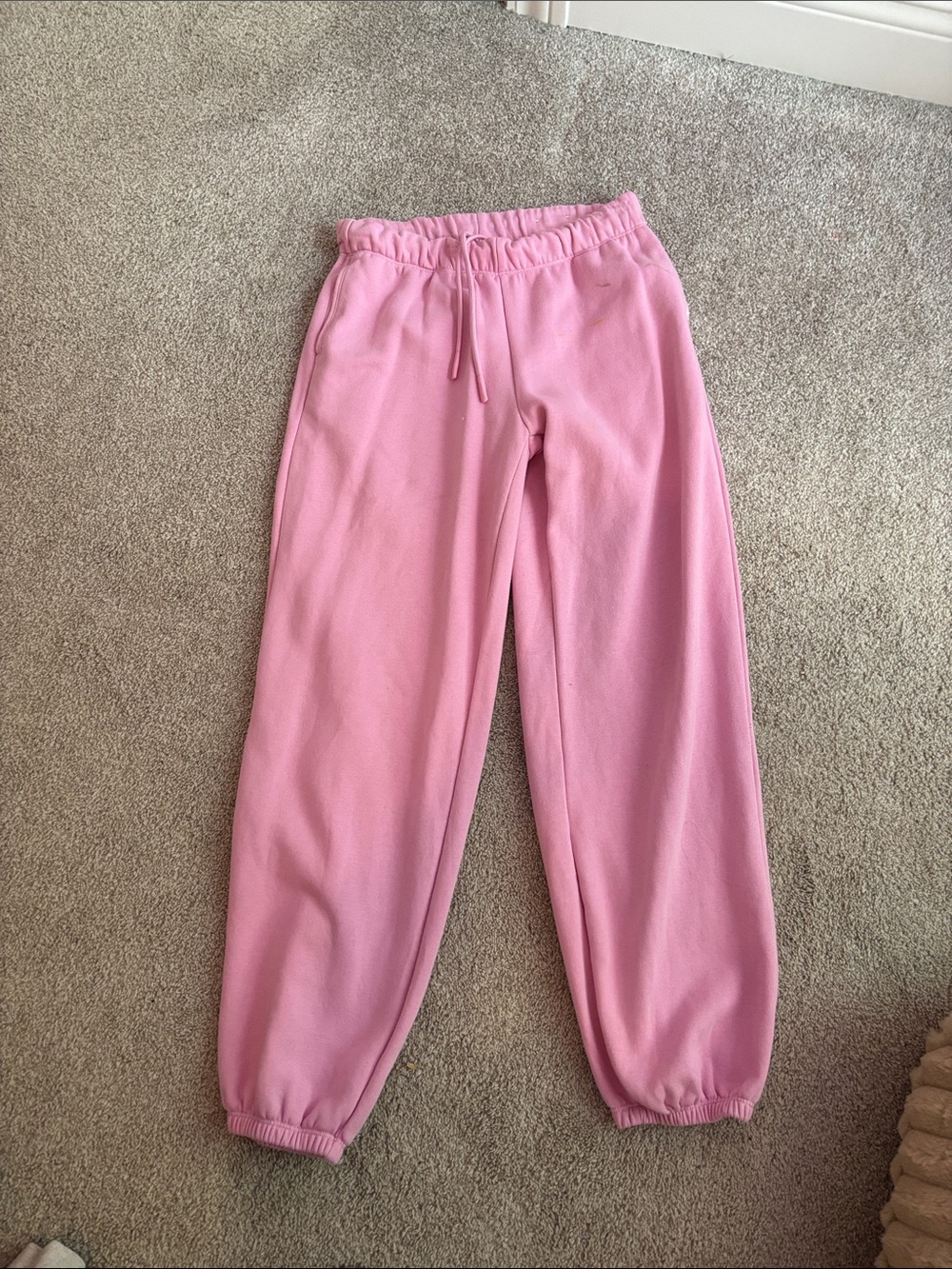 Pink Elastic-Waist Joggers